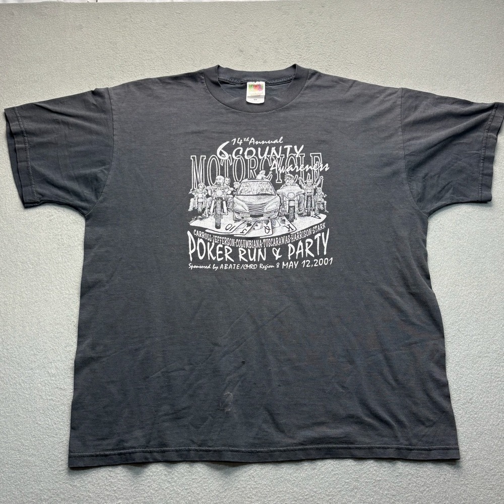 VTG 2009 74th Annual County Motorcycle Poker Run Party T Shirt Black Size XXL